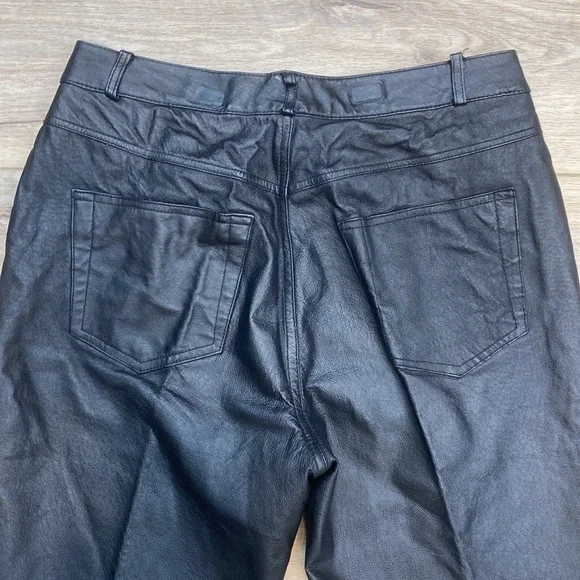 Bagatelle Real Black‎ Leather Pants High Rise Biker Punk Grunge Womens Vintage - Picture 7 of 15